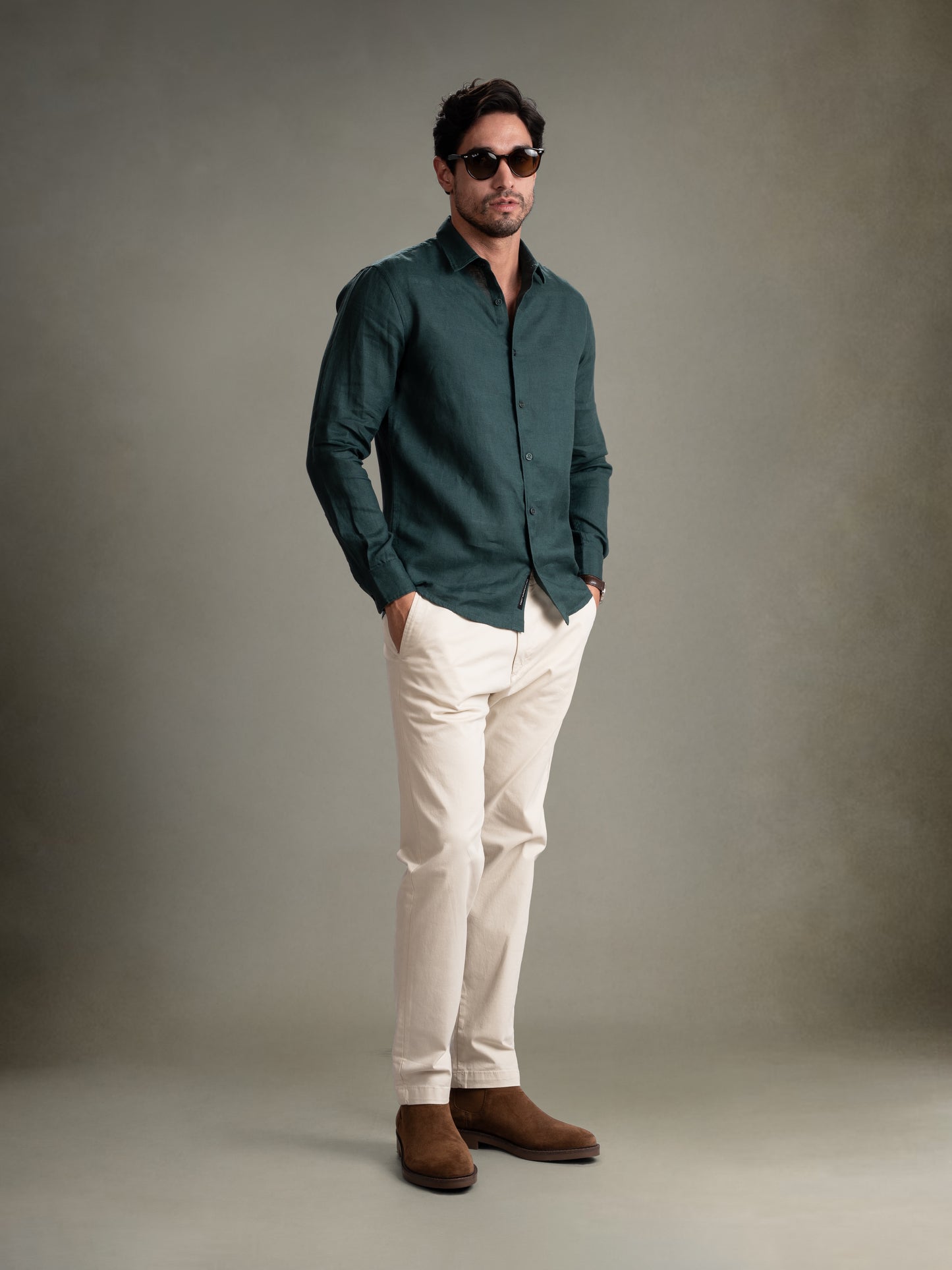 100% European Linen Classic Everyday Shirt - Maison X - Teal