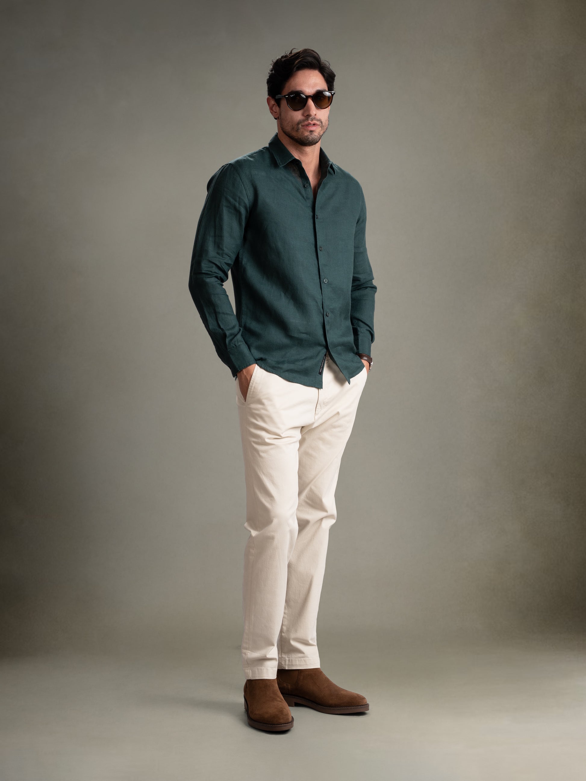 100% European Linen Classic Everyday Shirt - Maison X - Teal