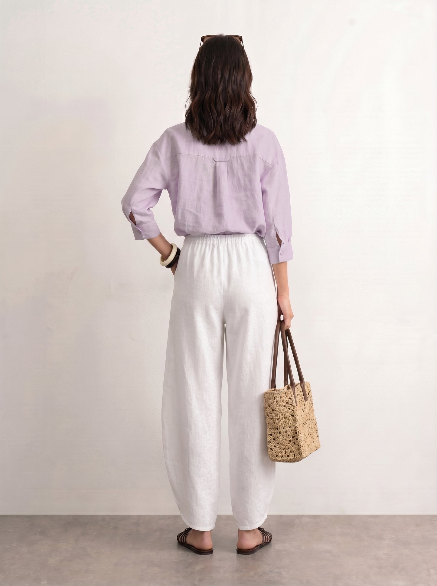 100% European Linen Boxy Popover Shirt - Lilac