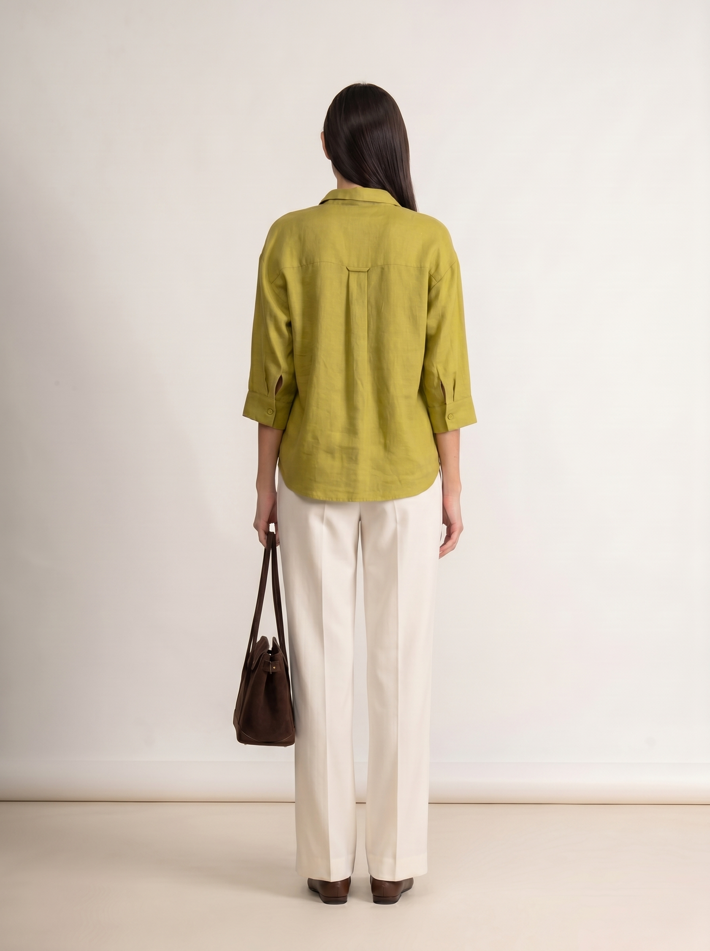 100% European Linen Boxy Popover Shirt - Olive Stone