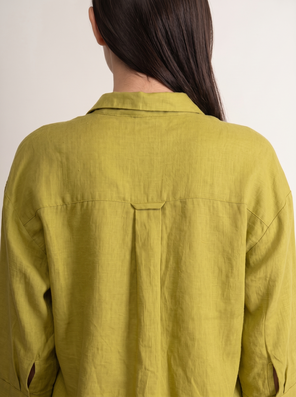 100% European Linen Boxy Popover Shirt - Olive Stone