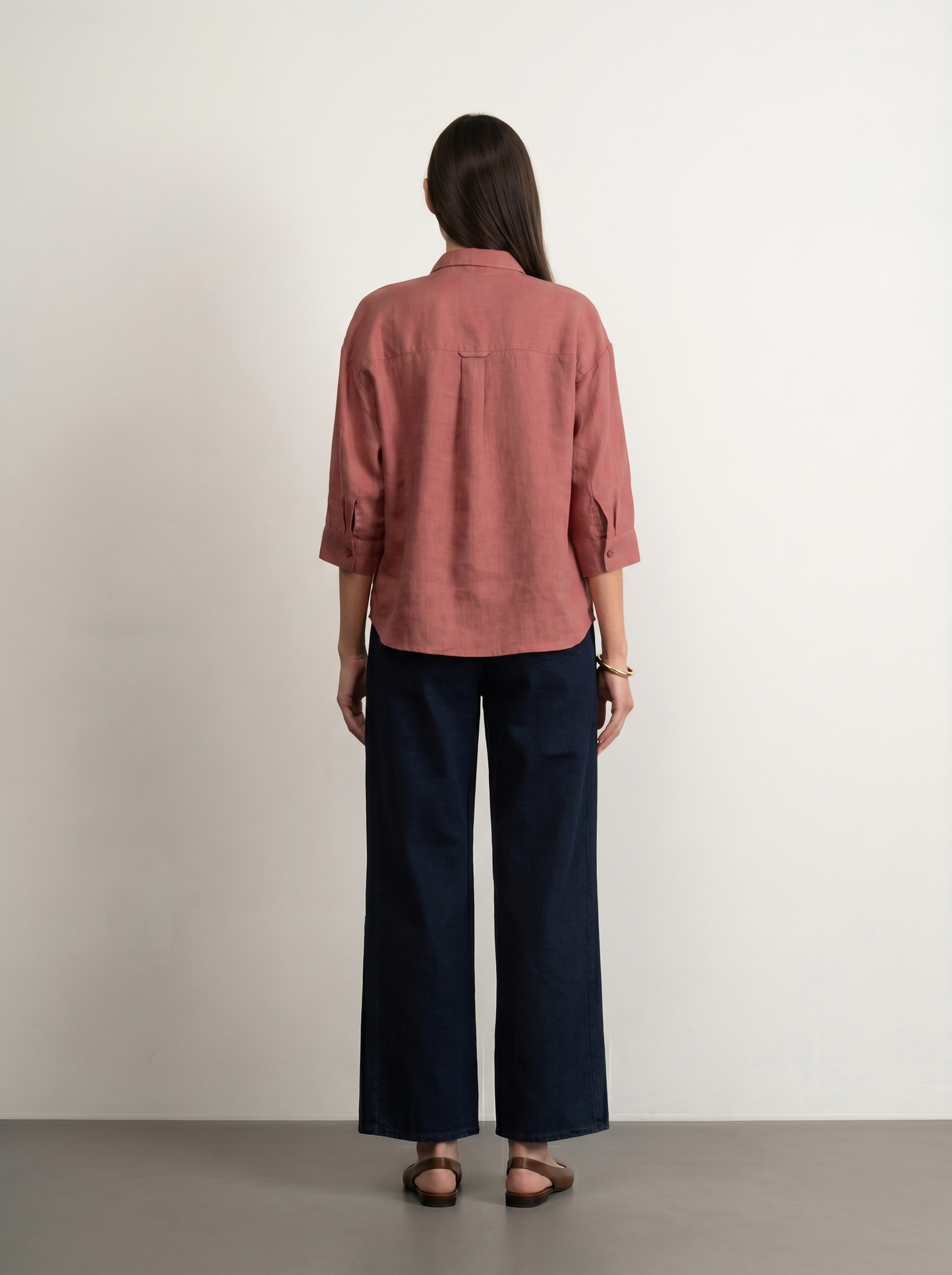 100% European Linen Boxy Popover Shirt - Rose