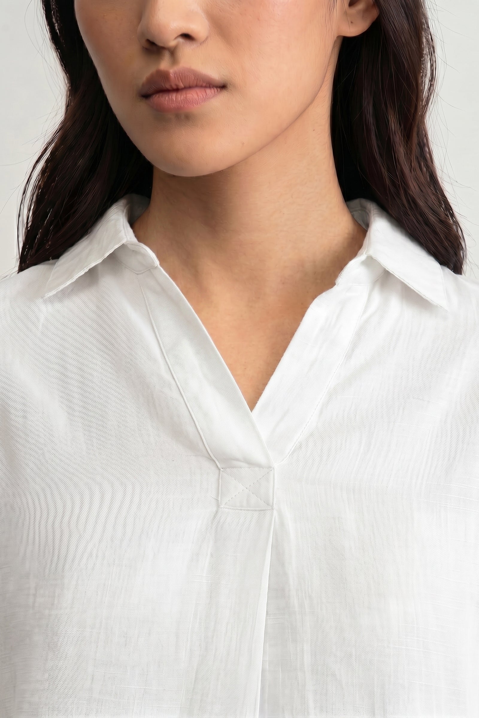 100% European Linen Boxy Popover Shirt - White