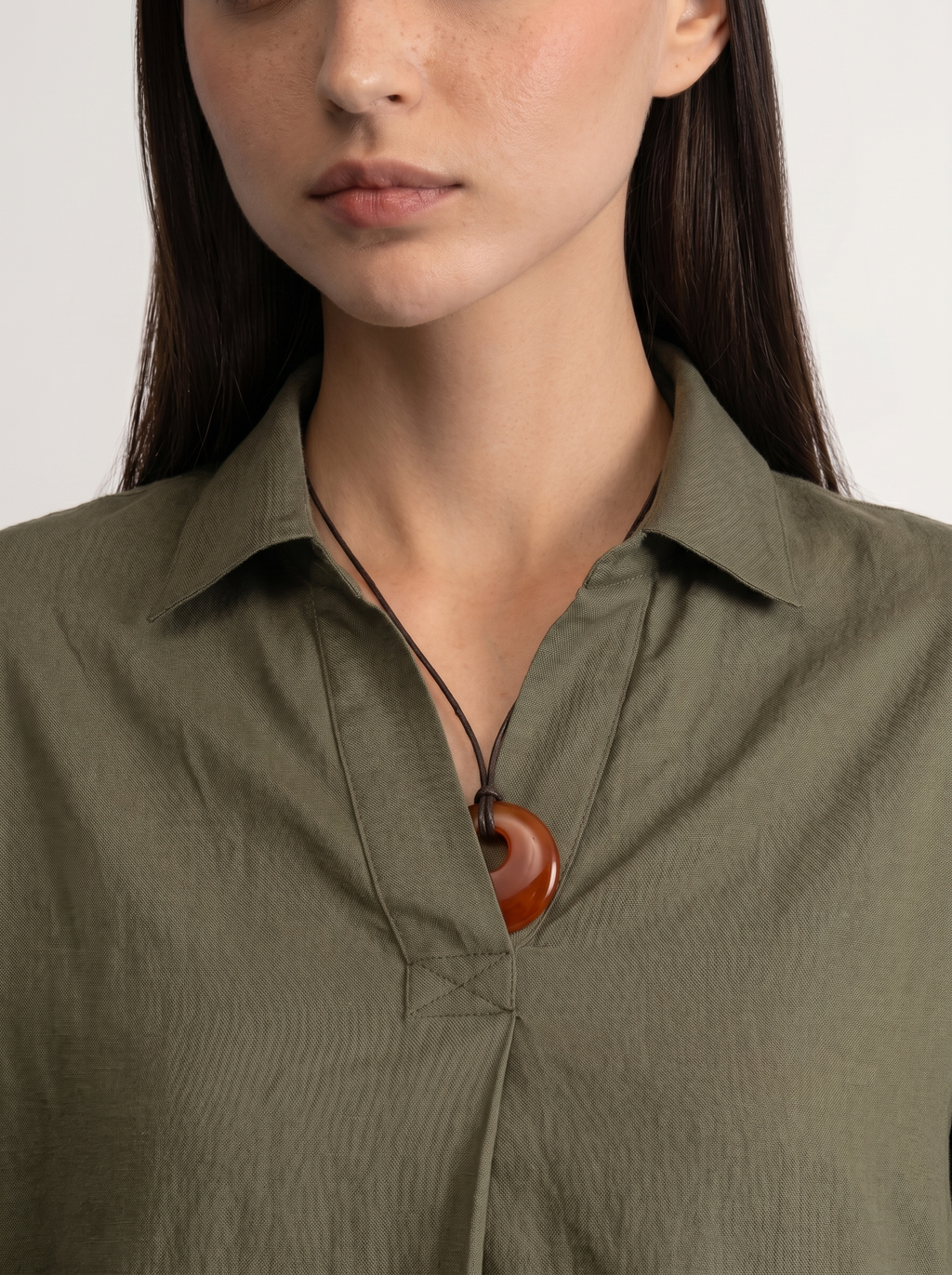 100% European Linen Boxy Popover Shirt - Olive