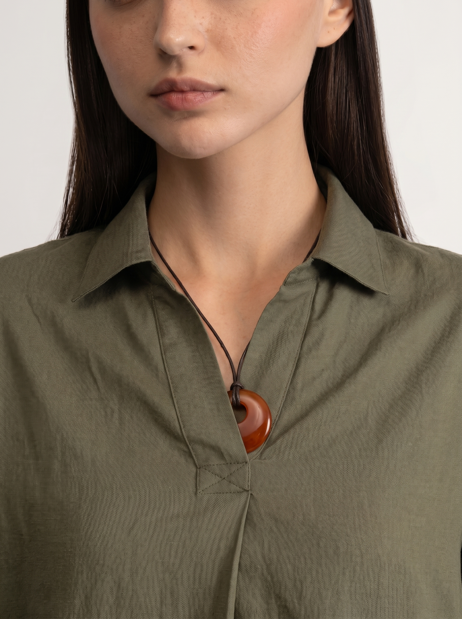 100% European Linen Boxy Popover Shirt - Olive
