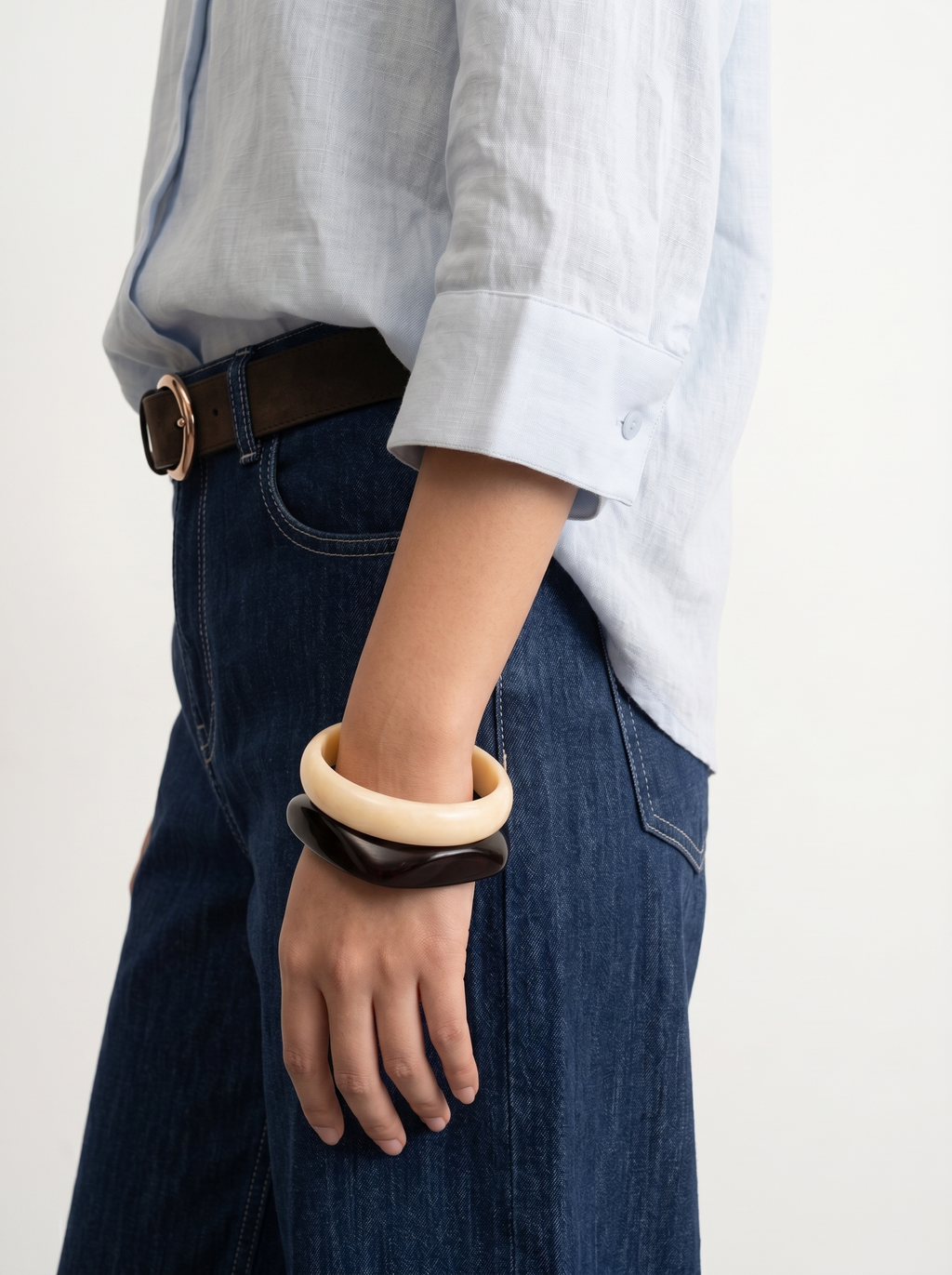100% European Linen Boxy Popover Shirt - Powder Blue