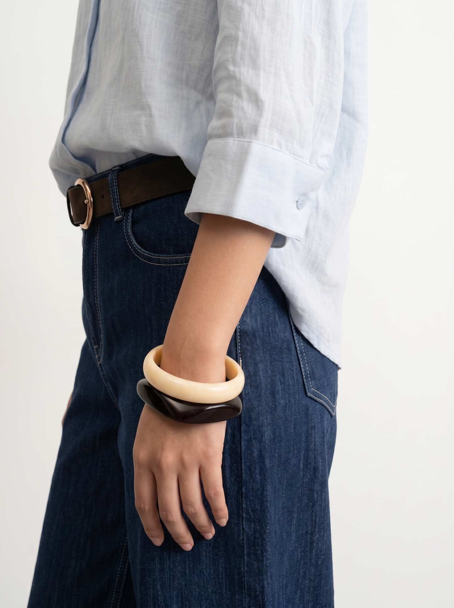 100% European Linen Boxy Popover Shirt - Powder Blue