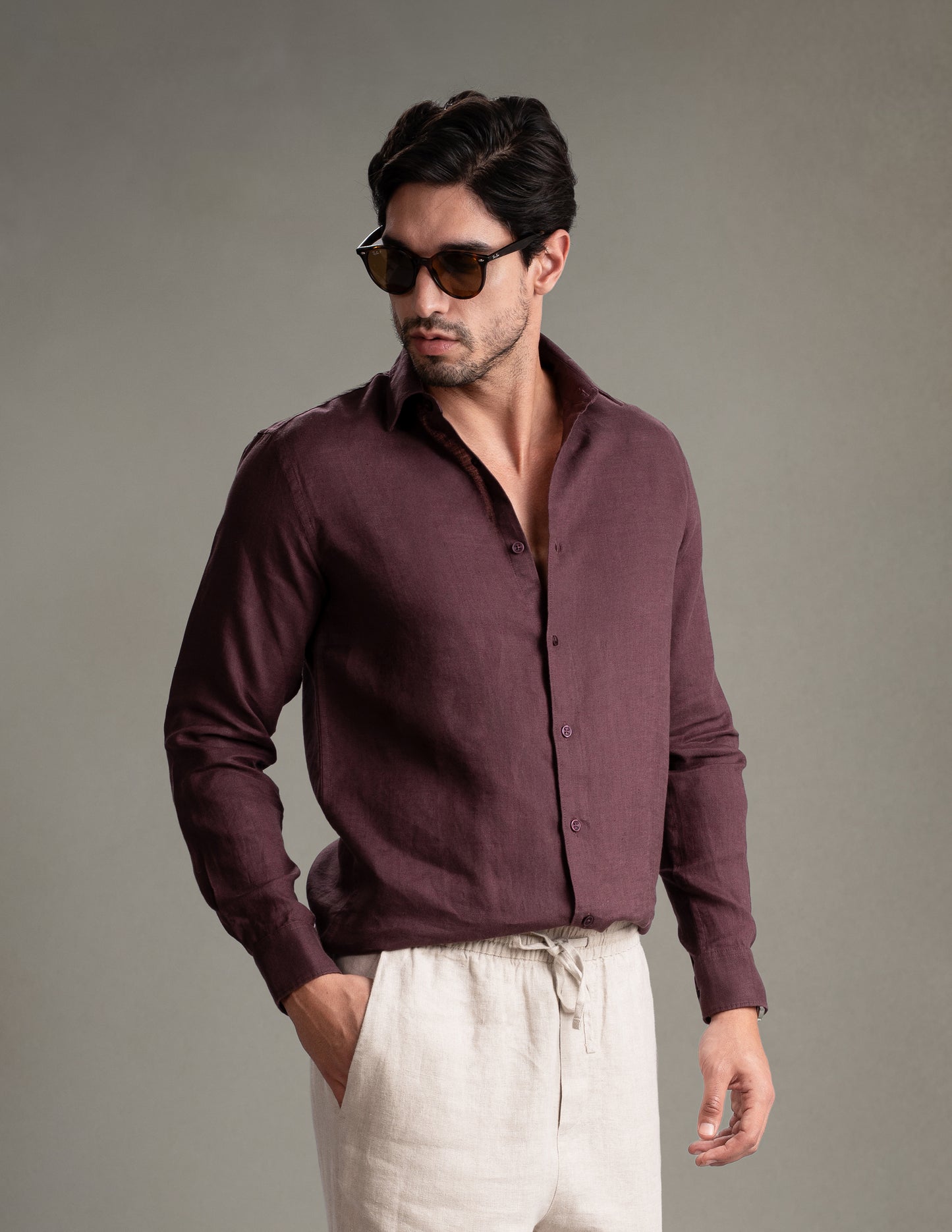 100% European Linen Classic Everyday Shirt - Maison X - Coffee Brown
