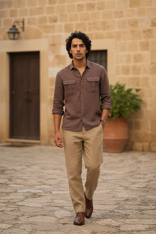 100% European Linen Utility Shirt