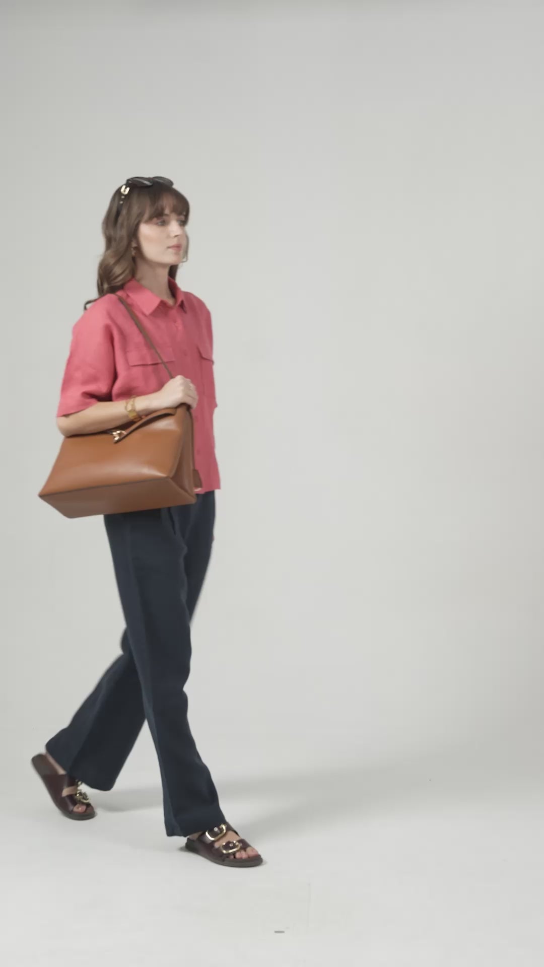 100% European Linen Utility Shirt - Coral