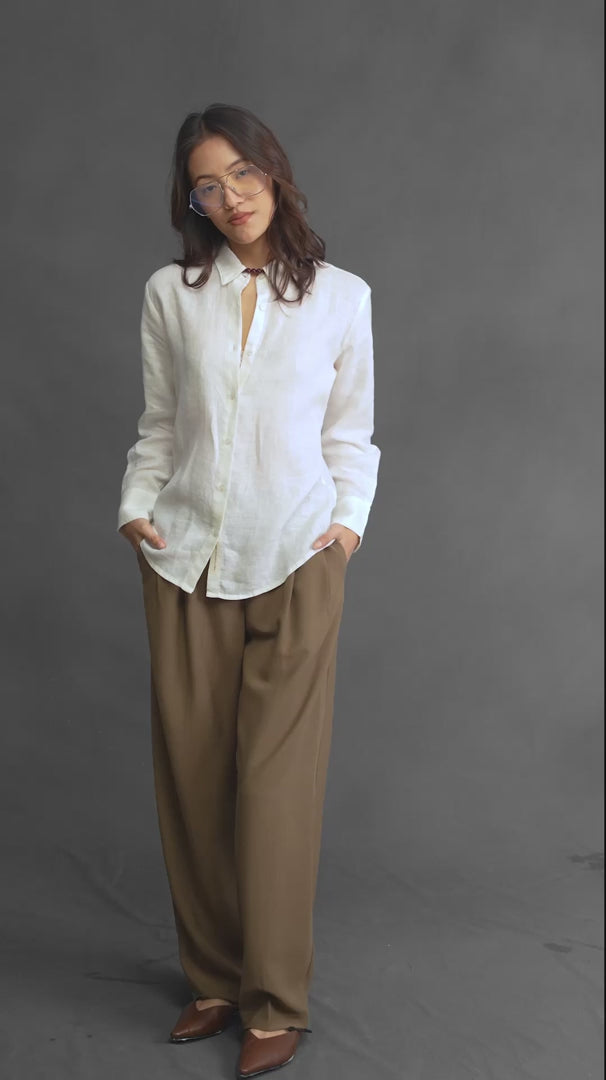 100% European Linen Everyday Shirt - White