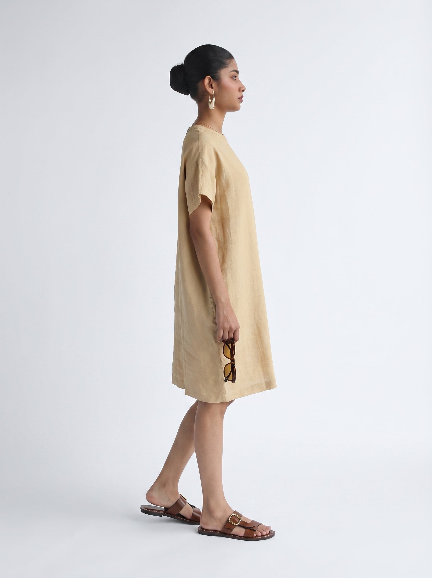 100% European Linen Oversized Casual Dress - Bamboo